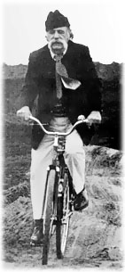 William Saroyan on his Schwinn bicycle.